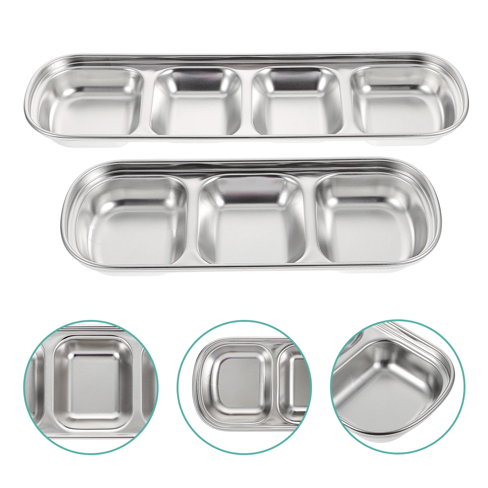 

2Pcs Stainless Steel Pet Feeder Multi-grid Fodder Tray for Cats Dogs Sectioned Bowl 201 Material Easy Clean Durable