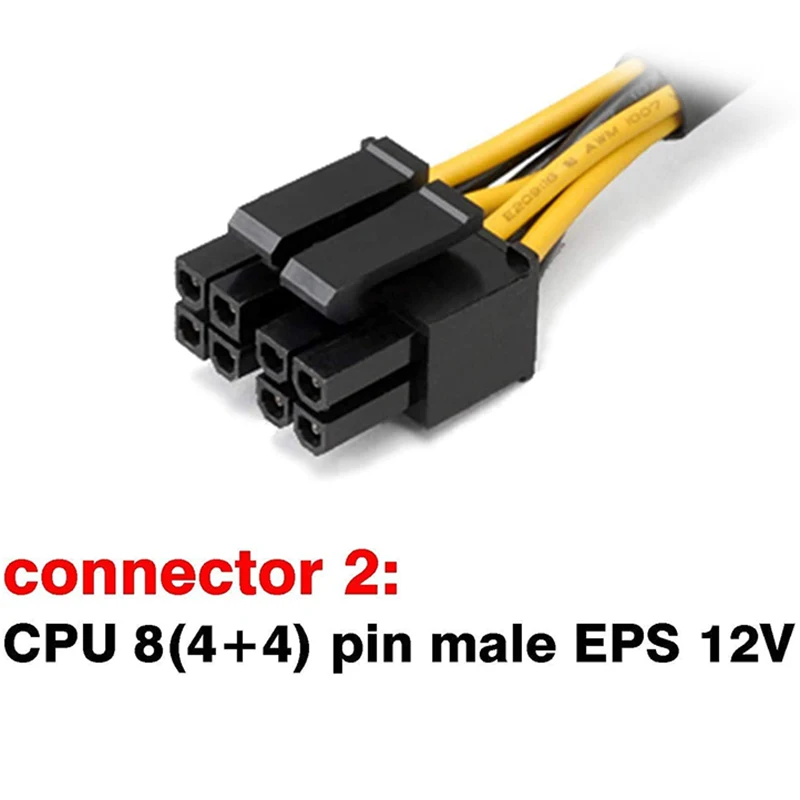 ATX 4 Pin Female to Motherboard CPU 8(4+4) Pin Male EPS 12V Converter Adapter Extension Cable Braided Sleeved