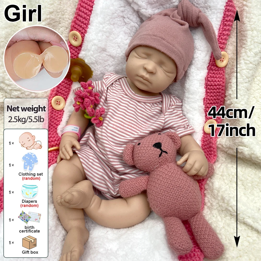 44cm全身シリコン製リボーンドール 女の子 記憶喪失児のようなリアルな手描きのディテールが施されたコレクターズアイテム リボーンアーティスト向け