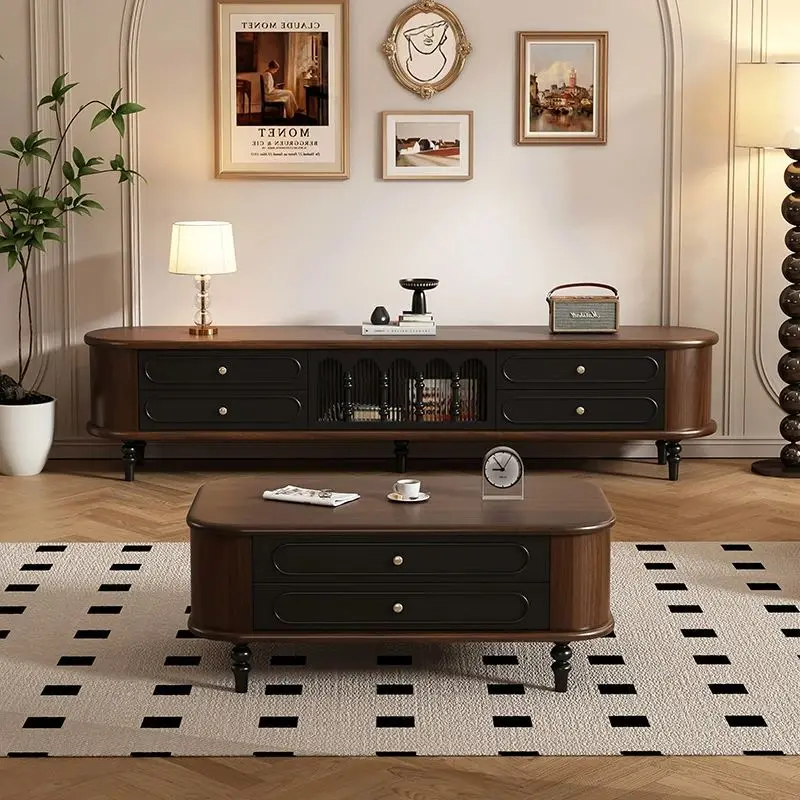 

French Solid Wood Living Room Cabinets Minimalist Floor Vintage Nordic Living Room Cabinets Modern Shelves Estantes Furniture