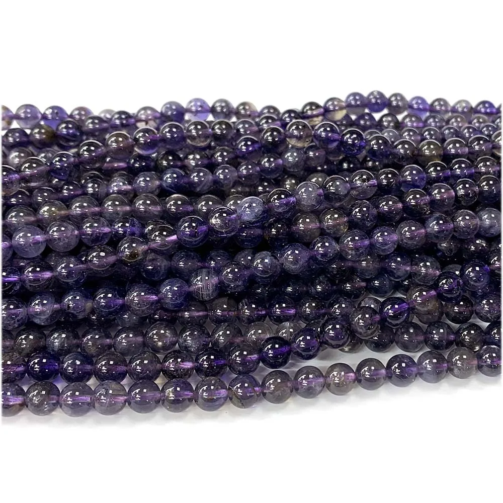 Veemake الطبيعية الأزرق الأرجواني Iolite جولة فضفاض الخرز لصنع المجوهرات الأحجار الكريمة كريستال عقد دي اي واي أساور القرط 07902