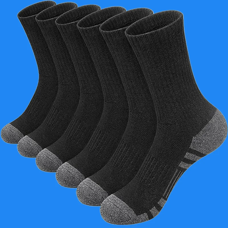 6 Pairs 2024 High Quality Men\'s Outdoor High Tube Gym Socks Fashion Thin Breathable Soft Ground-Gripping Football Cotton Socks