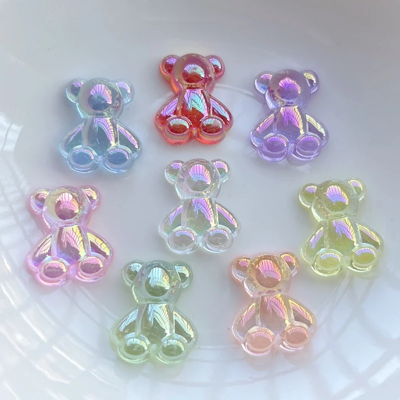 20pcs 20mmX17mm shiny AB color bear Rhinestone flat-bottomed DIY crafts hair accessories mobile phone shell patch art materials