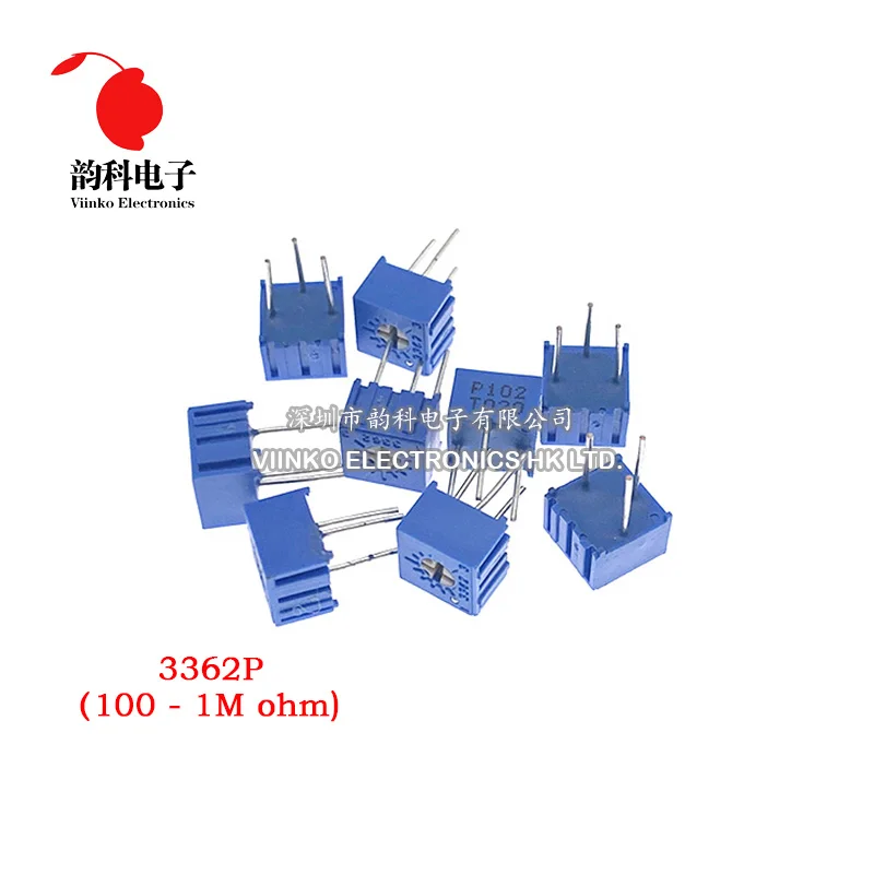 10pcs 3362P 101 201 501 102 202 502 103 203 503 104 204 504 105 Trimpo Trimmer Potentiometer 3362 500R 1K 2K 5K 10K 20K 50K 100K