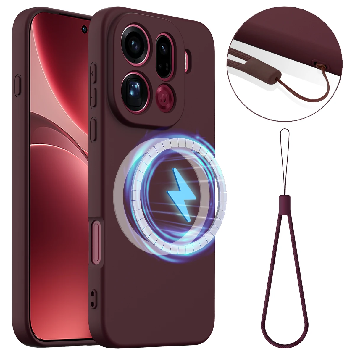 Wireless Charging Magnetic Soft Liquid Silicone Case for OPPO Find X9 Pro X8 Pro Slim Fleece Magsafe Phone Cover Retail Package