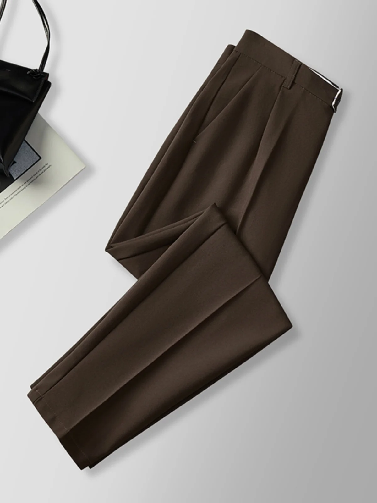 Pantalones informales ultrafinos de seda de hielo para hombre, Pantalones rectos elásticos de negocios, suaves y cómodos, Color sólido, marca de verano, A281