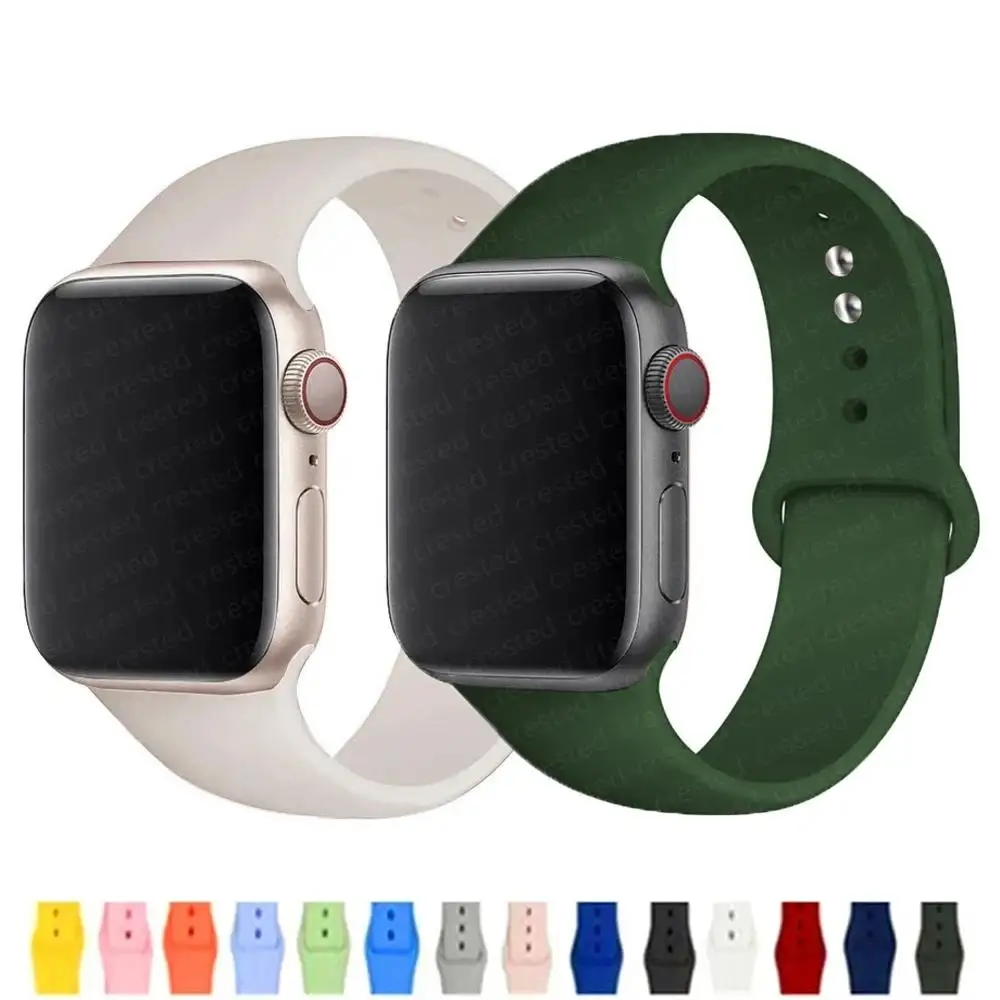 Silicone Strap For Apple Watch Band 45mm 44mm 42mm 49mm 41mm 40mm 38 45 mm correa bracelet iwatch Series 8 7 9 6 SE 3 5 4 Ultra