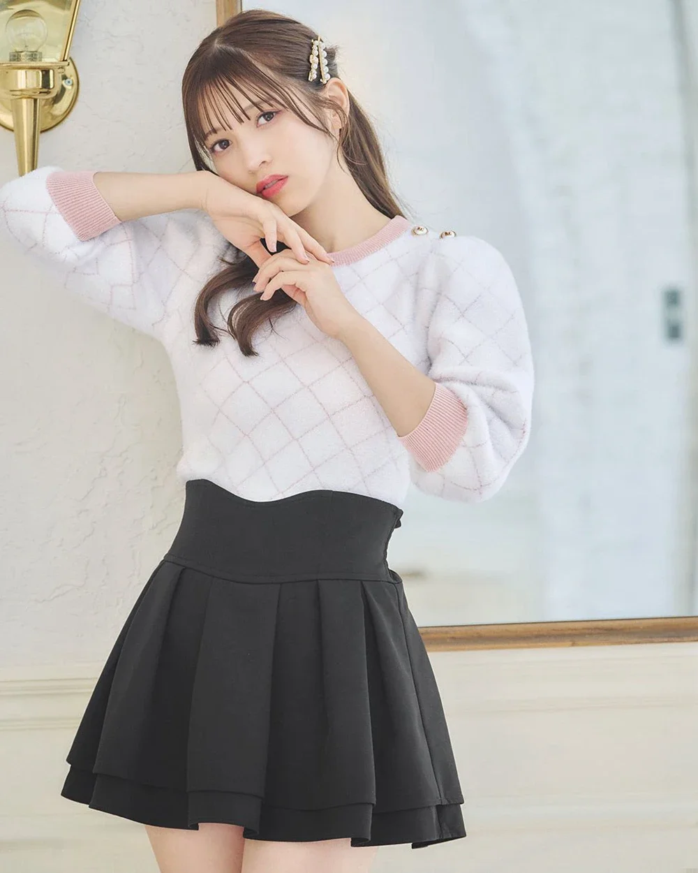 Japanese Style Mini Skirts for Women Mine Mass-Produced Sweet Black Skirt Culottes Autumn Summer Ruffled Pleated Short Skirt