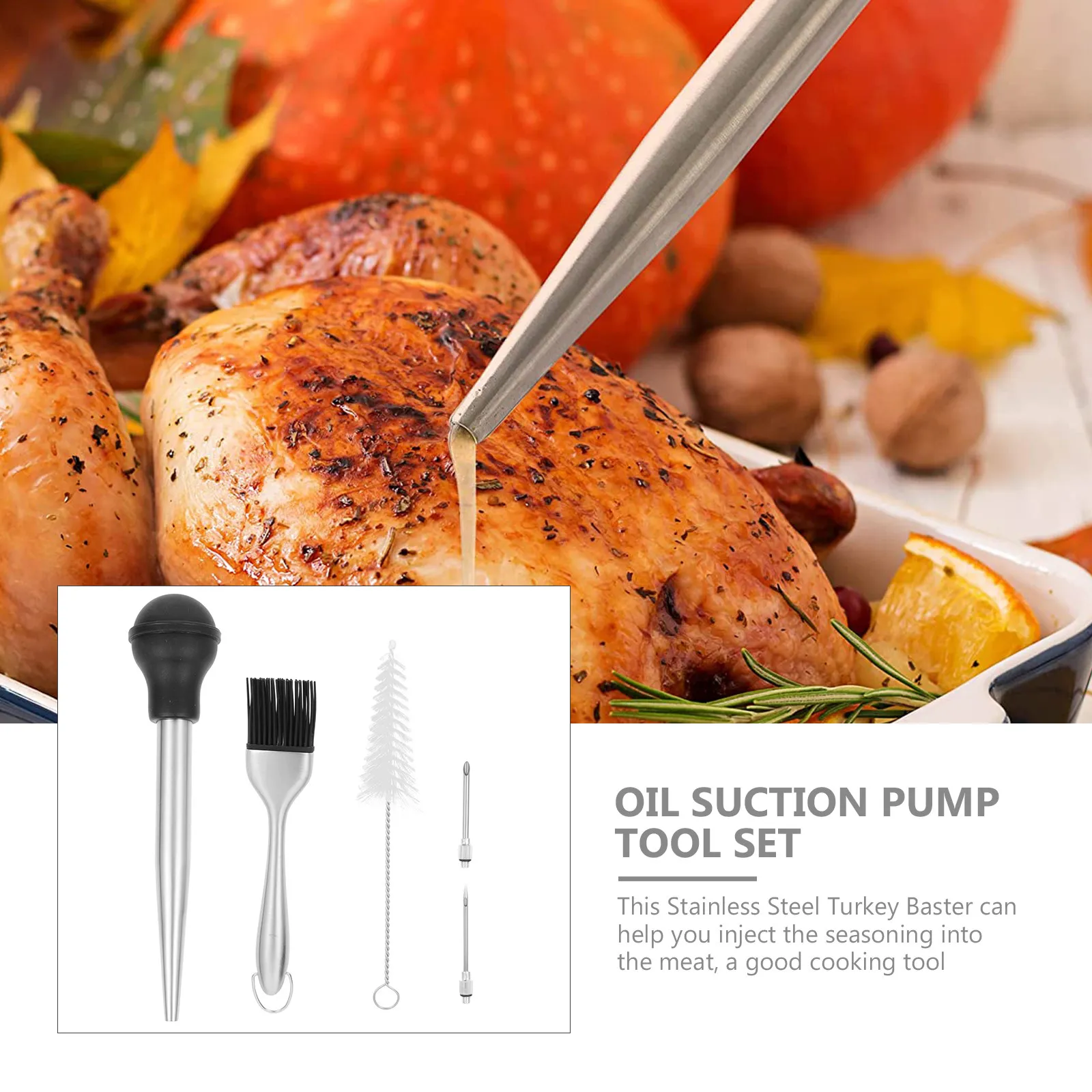 Inyector de Carne Premium con Aguja para Pavo, Pollo, Filete, Sazonador, Inyección de Condimento, Marinada, Herramienta de Cocina