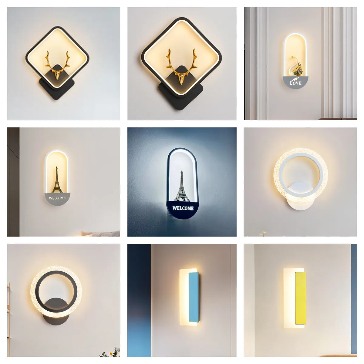 

Modern LED Wall Lamp Simple Contracted Style Acrylic Interior Lighting Fixtures Antler Shape Squares Circles Indoor Aisle Lamp