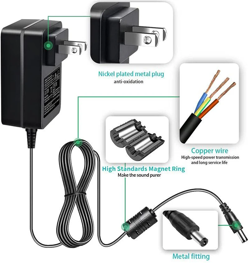 Echo-コード付き充電器,15v 1.4a,21w,Echo,第1世代および第2世代,echo