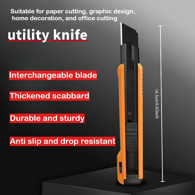 Utility Telescopic carbon steel art knife self-locking design cutting box knife practical knife cutting tool household wallpaper