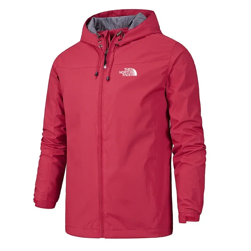 New high-quality men's casual hooded jacket for autumn and winter, fashionable outdoor hiking windproof zipper men's trench coat 4