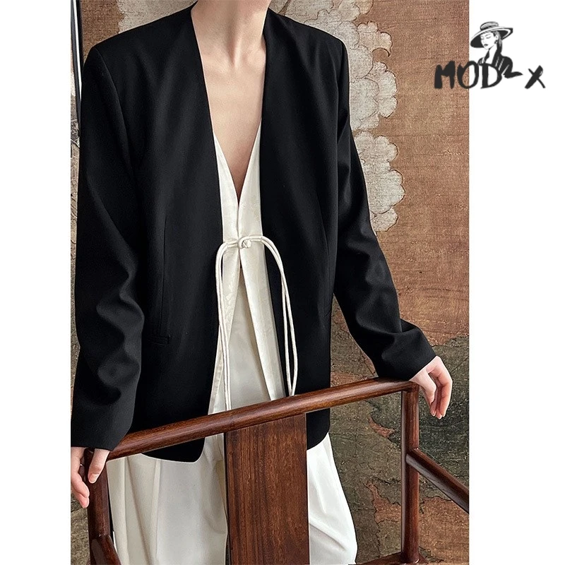 Chinese Style Senior Sense Suit Jacket for Women Fake Two Jacquard Front Suit, Personality Casual Professional Style New 2024