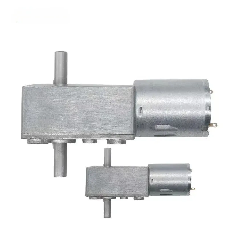 12V Volt DC Worm Geared Double Shaft Motor 6V Dual Output Shaft Reducer Motors 24V DC Reversed Reduction Self-lock JGY370