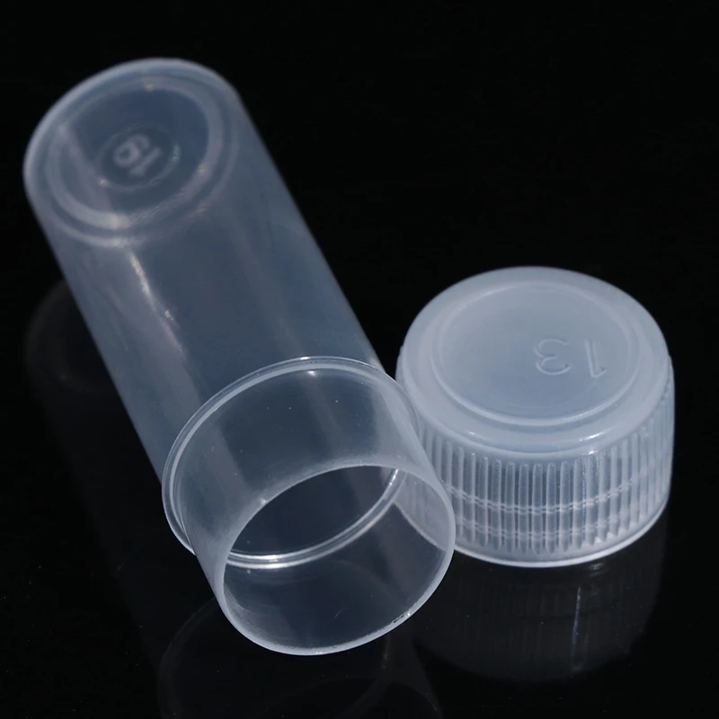 10Pcs 5ml Plastic Test Tubes Vials Sample Container Powder Craft Screw Cap Bottles for Office School Chemistry Supplies