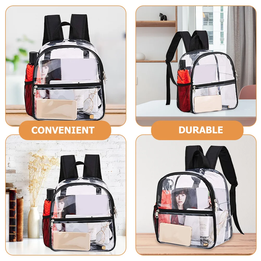

Small Transparent Waterproof PVC Backpack Outdoor Storage Bag Stadium Approved Clear Shoulder Bag for Daily Use Sports Concert