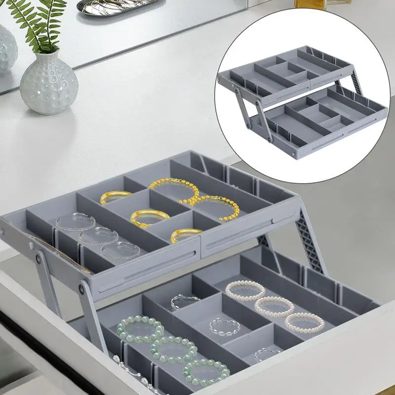 

2/3 Tier Drawer Organizer Storage Tray Expandable Drawer Jewelry Organizer Adjustable Foldable Adjustable Divider Container ﻿