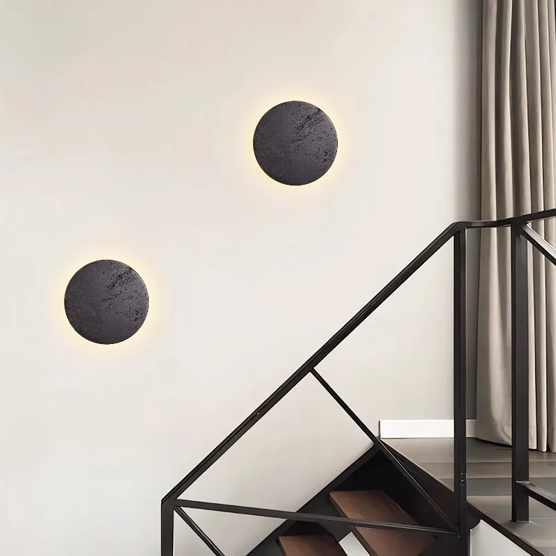 مصباح حائط إيطالي بسيط من الترافرتين الأسود، شمعدان أسود إبداعي لغرفة النوم وغرفة المعيشة وتناول الطعام وديكور الدرج #2