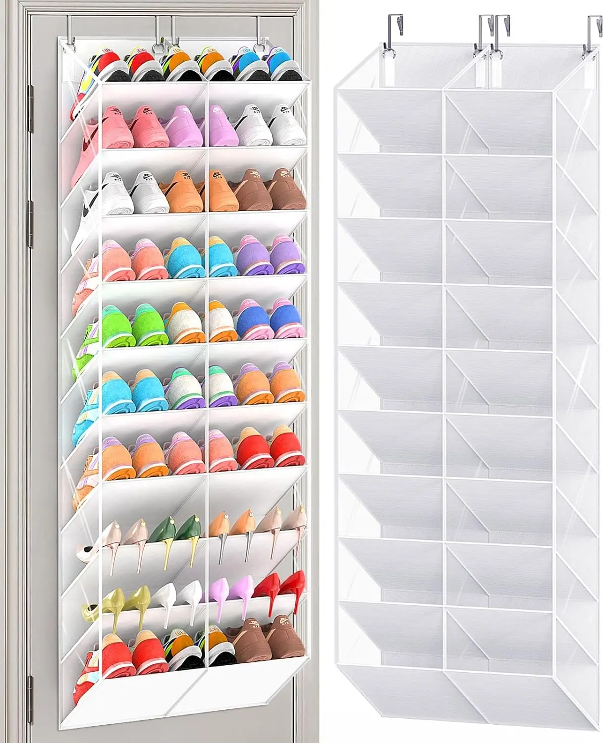 

Органайзер для обуви на дверь на 20-30 пар, прозрачные карманы, подвесное хранение обуви для шкафа, 10-ярусная полка для обуви на дверь, подвесная полка для обуви