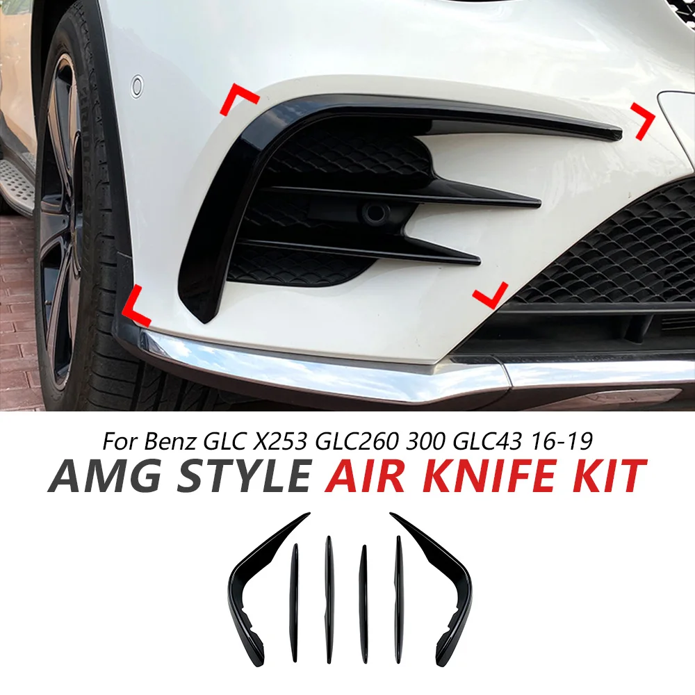 

Front Bumper Wind Blade Trim For Benz GLCX253 GLC260 300 GLC43 2016-2019 Sport Bumper Side Spoiler Trim Auto Accessories