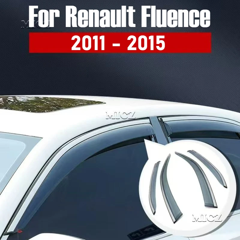 For Renault Fluence 2011 2012~2015 car Accessories Window Visor Vent Shade Rain Sun Guard Deflector Awnings Shelters Covers