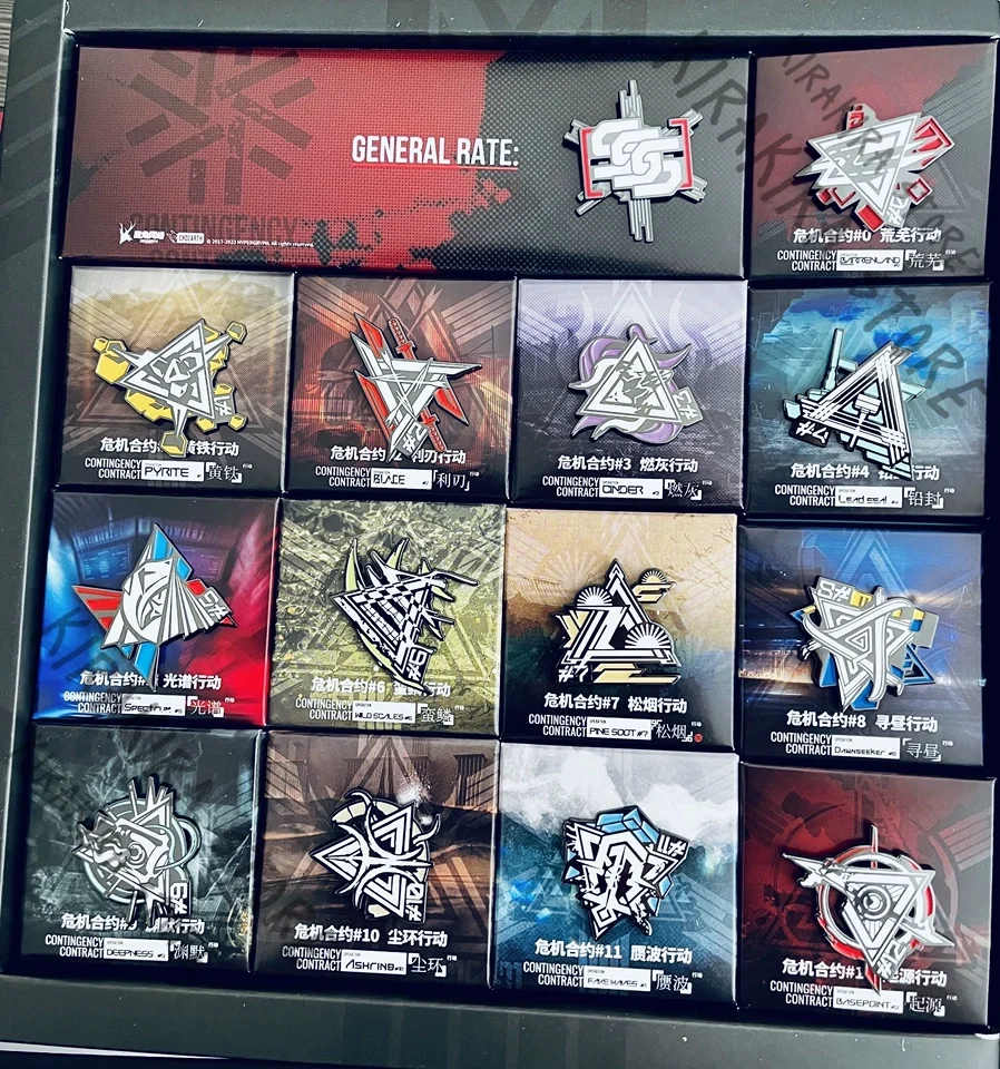 

Arknights Official Genuine Metal Badge Emblem Breastpin Anime 14pcs Commemorative Gift Boxes Accessories Ornaments Decor Medal
