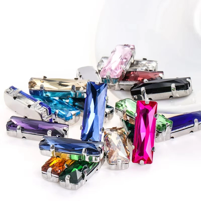 Pipatian 20 Pcs Princess Baguette Wholesale Glass Decoration Stone Crafts Jewelry Sewing Rhinestone Accessory for Needlework