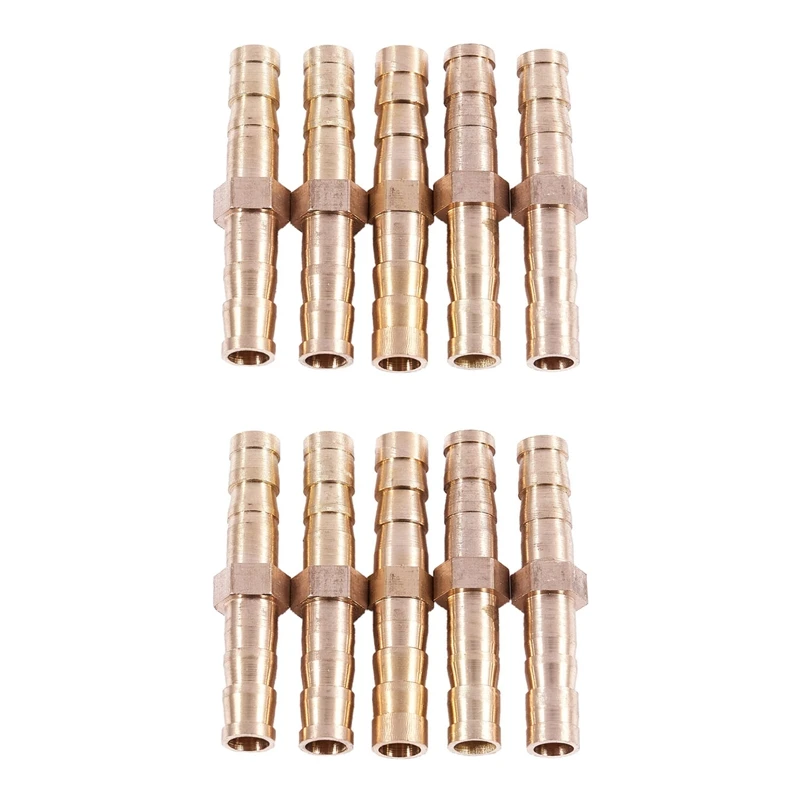 

10 Pcs Gold Tone Brass Straight Hose Connector Joiner