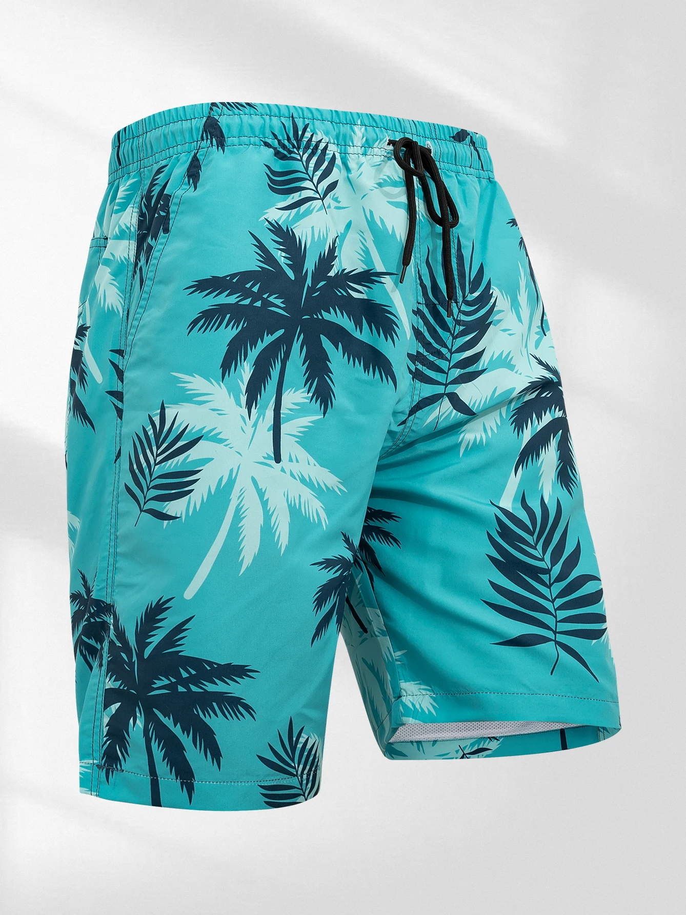 Mens Board Shorts Palm Tree Print Swim Trunks, Beach Shorts with Pockets for Men