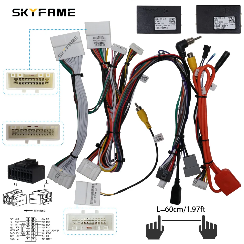 SKYFAME-Carro Canbus Box Cablagem Adaptador, Decodificador, Rádio Android, Cabo de alimentação, Infiniti QX60, Q70, Q70L, 16Pin