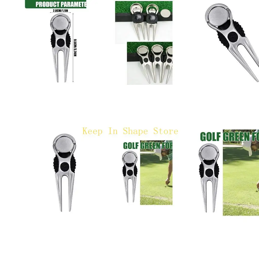U1JC Golf Repair Fork Tool Foldable for Course Play and Easy Pocket Storage