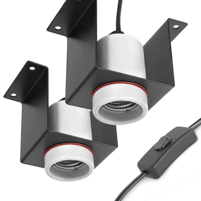 

ABMI-Reptile Socket, Heat Lamp Holder For Terrariums Bracket Light Fixture, Bulb Not Included 2Pack