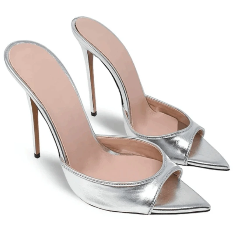 Сексуальные женские тапочки, лето 2029, туфли-лодочки, шлепанцы, женские сандалии на высоком каблуке золотого, серебряного цвета, брендовая обувь для вечеринок большого размера Сексуальные женские тапочки, лето 2029, туфли-лодочки, шлепанцы, женские сандалии на высоком каблуке золотого, серебряного цвета, брендовая обувь для вечеринок большого размера