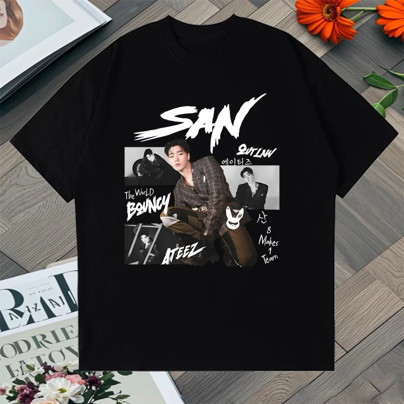 Fashion Summer 2025 Ateez World Tour Graphic Printed  Oversized t-shirt Crew Neck 100% Cotton short sleeve t-shirts Unisex Tops