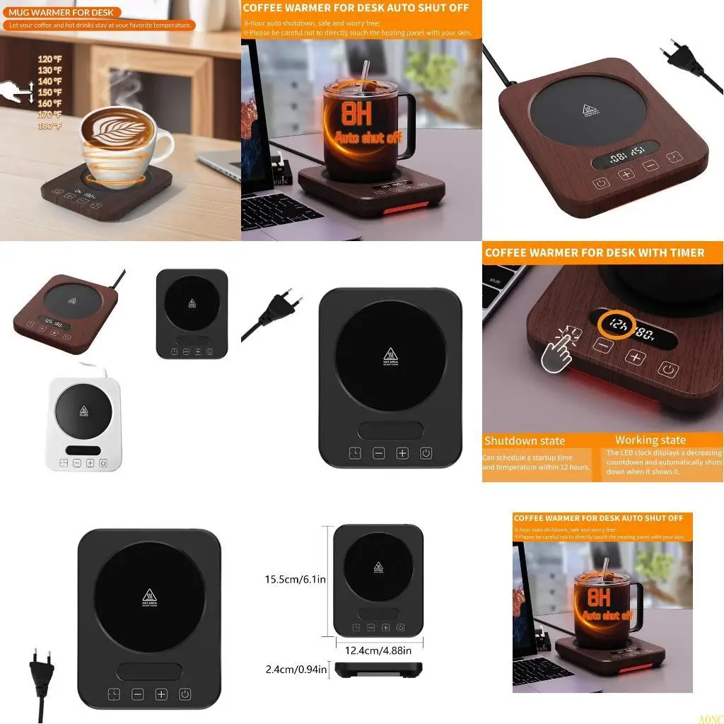 A0NC 220V Coffee Mug Warmer Cup Warmer with 7 Temp Settings 12H Timer Fast Bottle