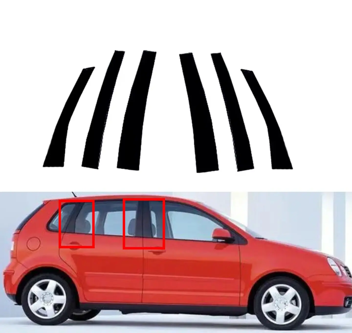 

Gloss Black Pillar Posts Door Side Window Decor Cover Sticker Fit For Volkswagen Polo Mk4 (9N)5-Door Hatchback 2002-2010