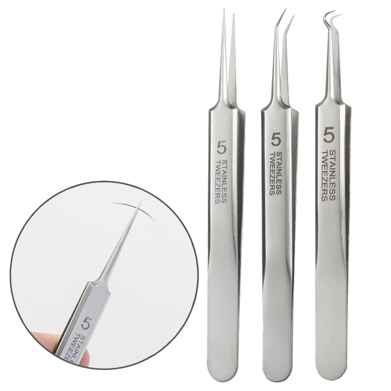 German Ultra-fine No. 5 Cell Pimples Blackhead Clip Tweezers Beauty Salon Special Scraping & Closing Artifact Acne Needle Tools