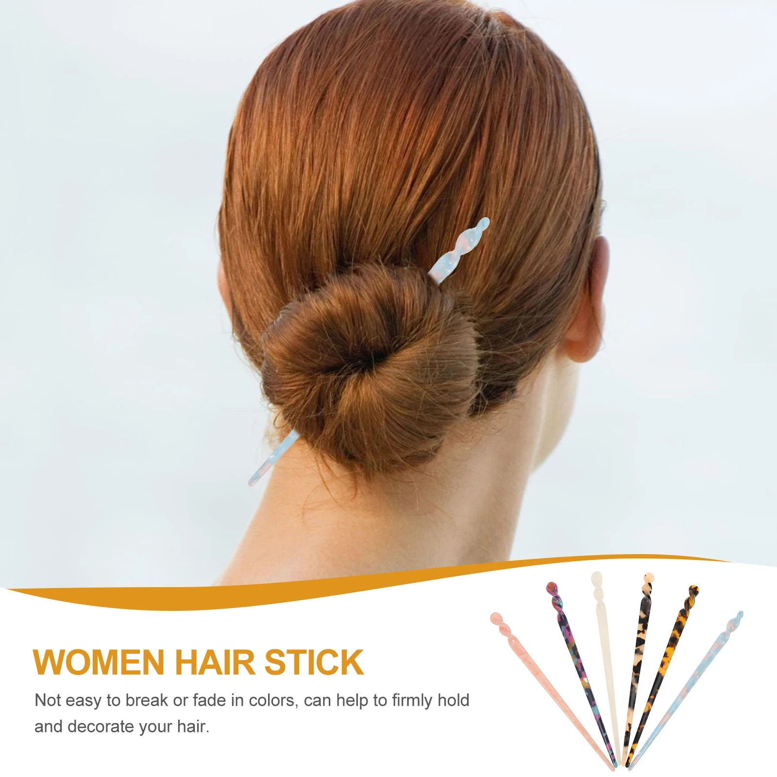 

6pcs Vintage Forks Acetate Sheet Women Sticks Chinese Style Hair Accessories Bun Hairpin Chignon Hair Clips For Hanfu Party