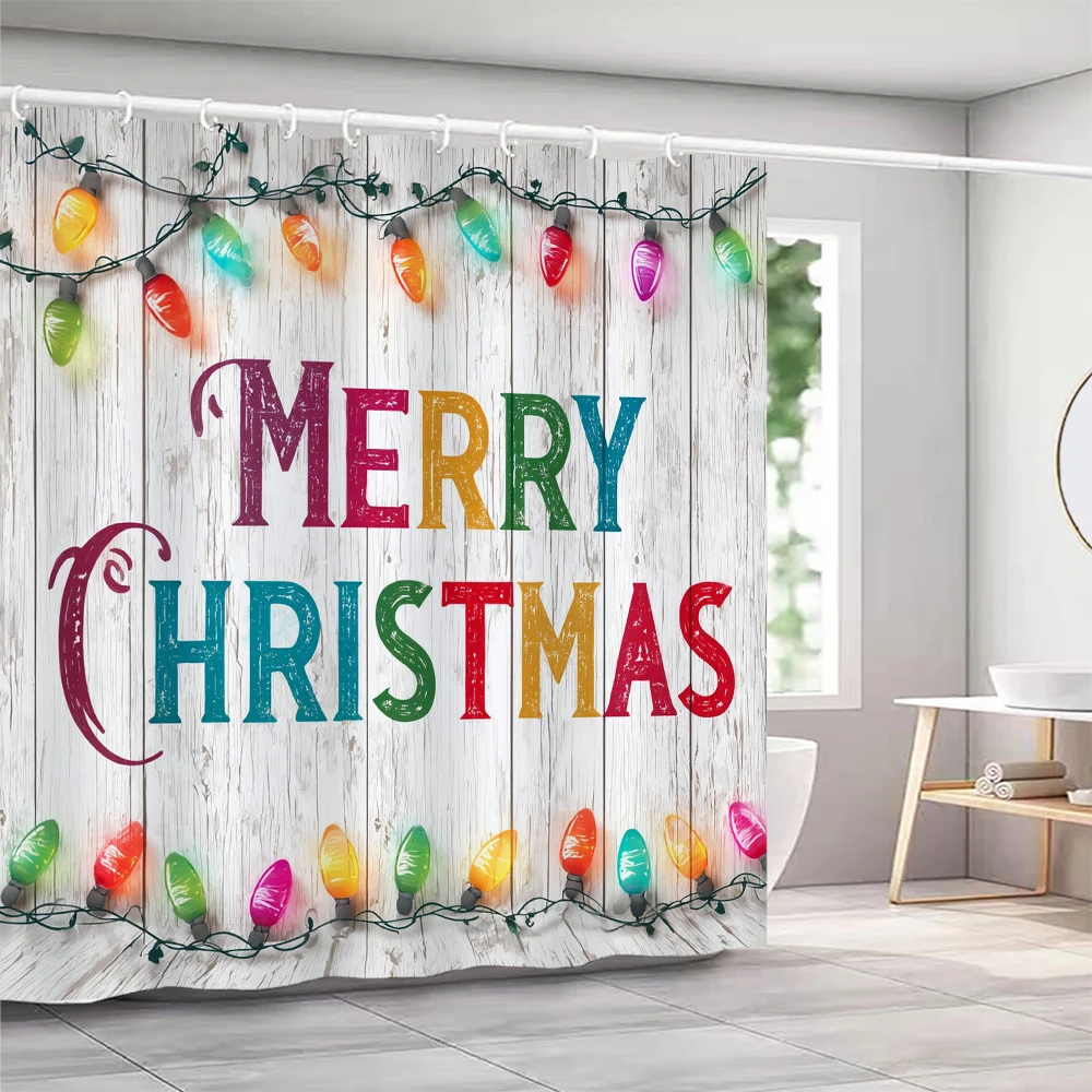 

Рождественские шторки для душа, подарок на Рождество, с изображением елки и оленя, в деревенском стиле, моющиеся, для дома, для ванной комнаты, декор для ванной