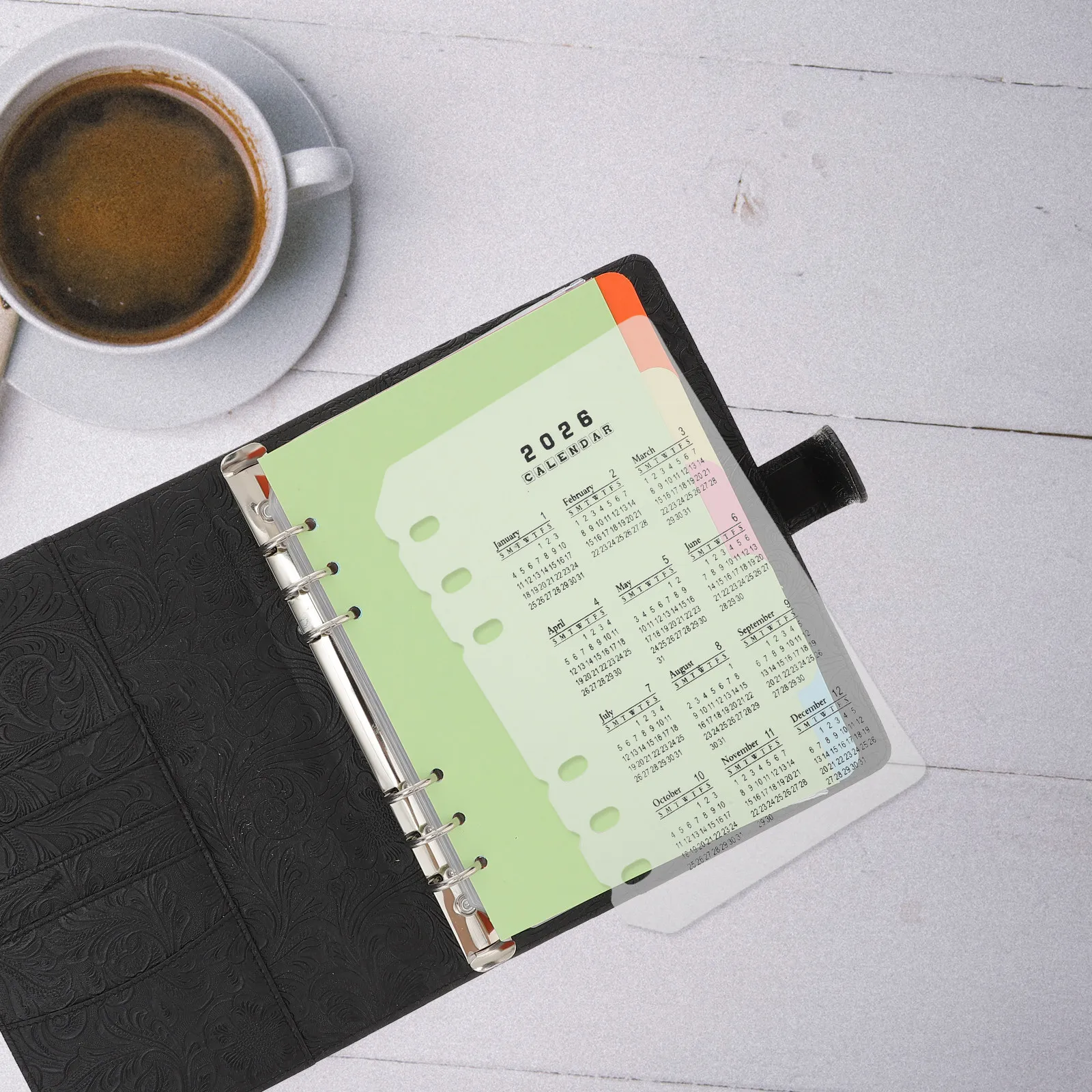 

Набор из 4 матовых пластиковых разделителей для папок, прозрачные матовые вкладыши формата А6 с 6 отверстиями для календарей, планировщиков и блокнотов на 2026 год