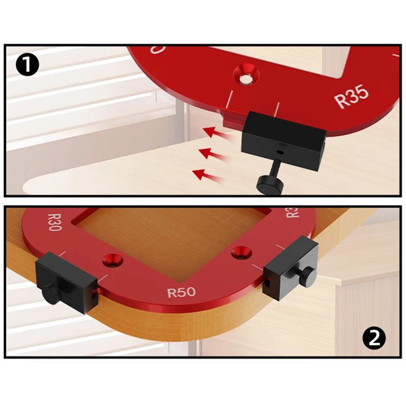 Woodworking Router Templates R10-R50 Radius Jig 4 in 1 Arc Angle Positioning Template, Corner Radius, Reusable Positioning Tools