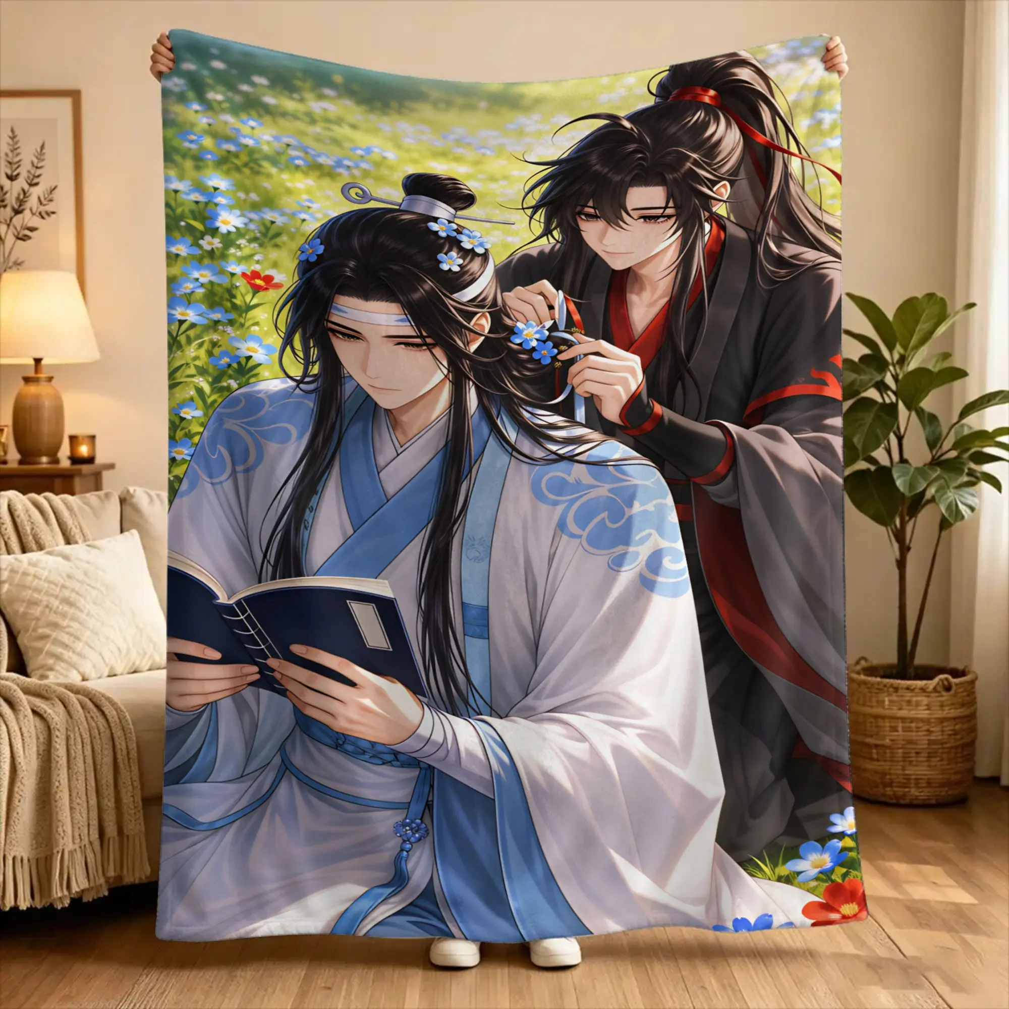 The Untamed Wang Yibo Wei Wuxian  Warm Blanket  Picnic Plush Throw Blanket Graphic Home Decor Flannel Bedspread Sofa Bed Cover