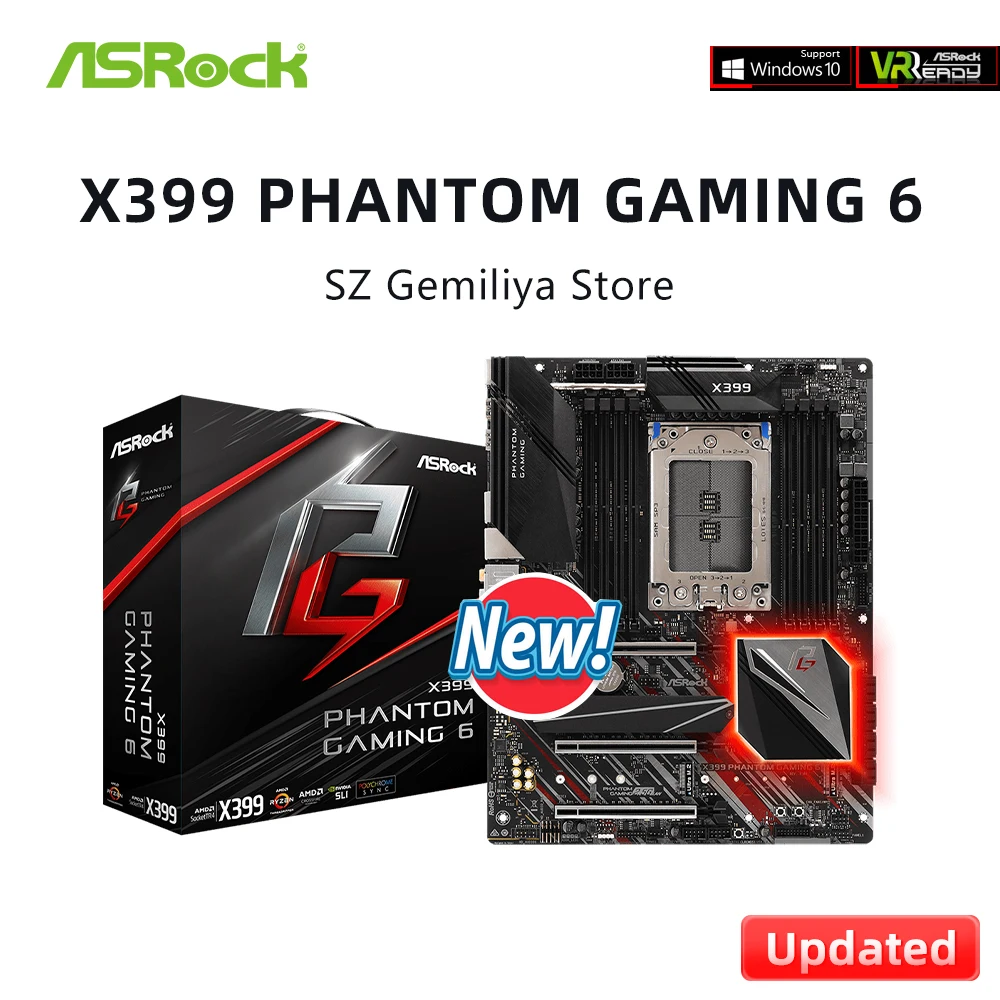 ASRock X399 Motherboard X399 PHANTOM GAMING 6 DDR4 128GB AMD TR4 support TR 1950X 2970WX 1900X cpu 4 *NVMe SSD M.2 ATX new