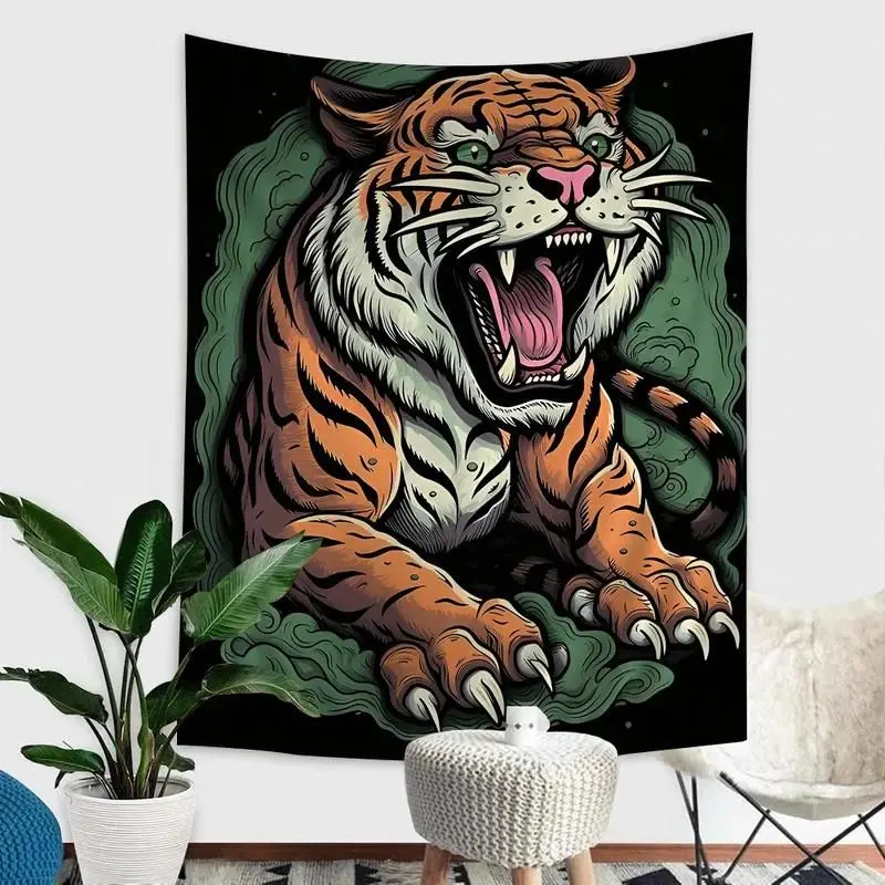 VIKAMA Tattoo Design Book Cozy Retro Tapestry Wall Hanging for Living Room Bedroom Dorm Aesthetic Boho Home Decor