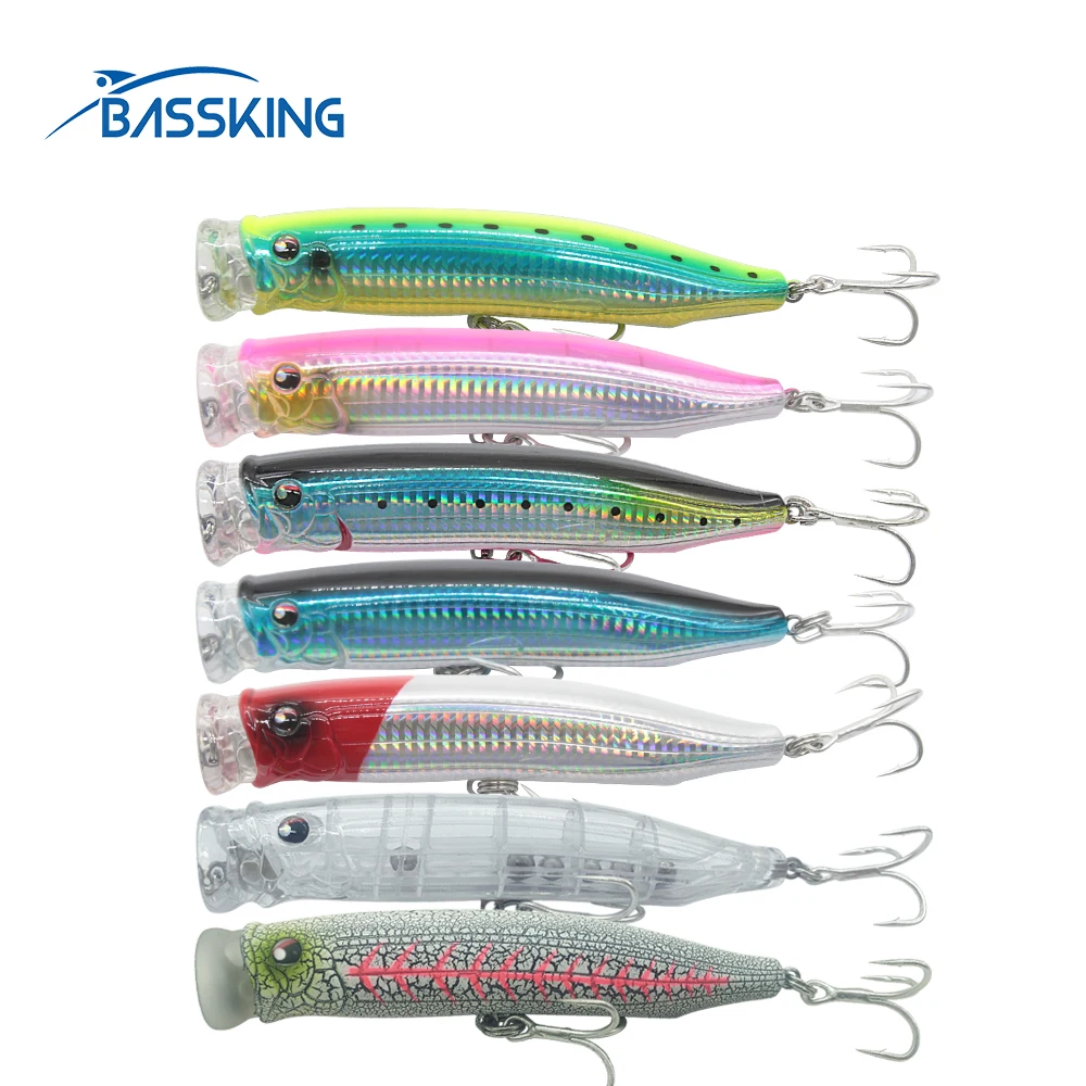 BASSKING Popper Fishing Lure 150mm 58g Topwater Popper Baits Pesca Floating Artificial Bait Leurre Noisy Wake Bait Bass Wobbler