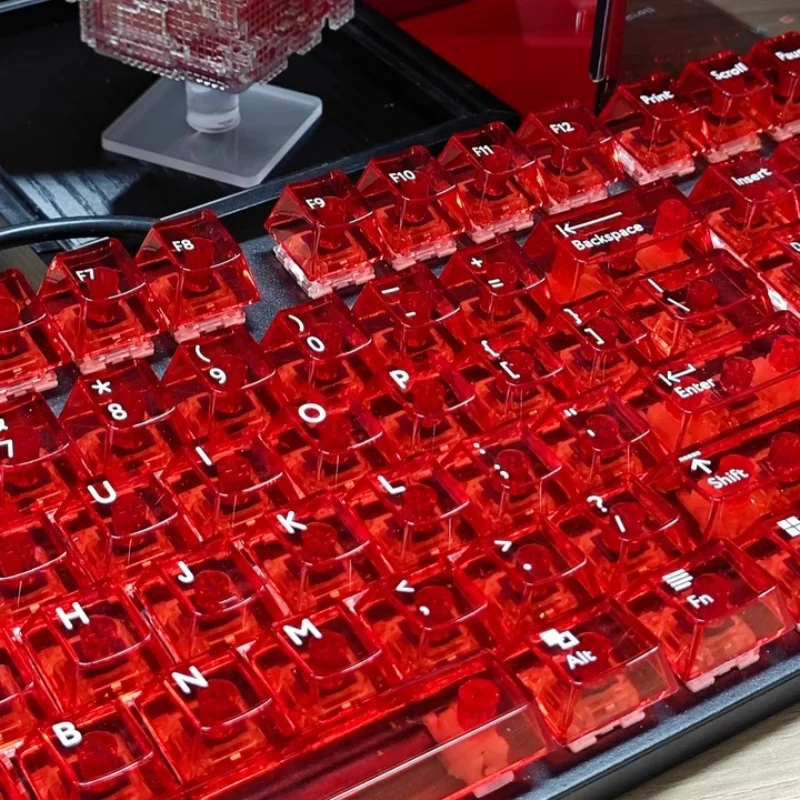 Aifei Red Transparent Mechanical Keyboard Keycap 114 Key Made Of Pc Material Factory Height Ergonomic Design Compatible 61/75/87