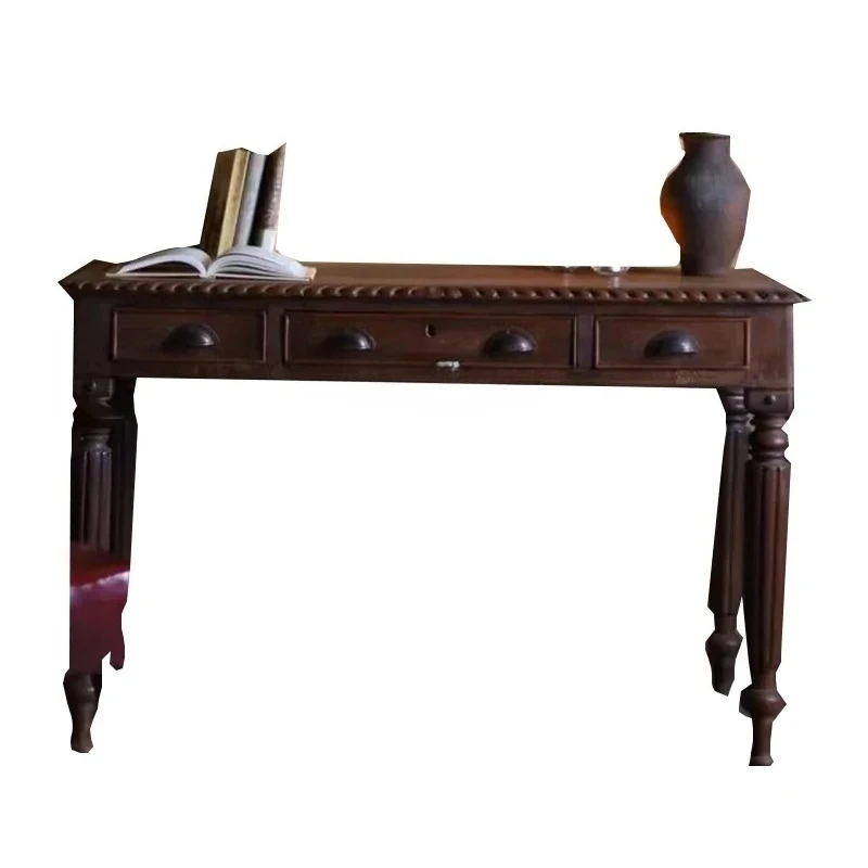 

X0 American solid wood retro writing table modern simple home, chest of drawers bedroom home light luxury