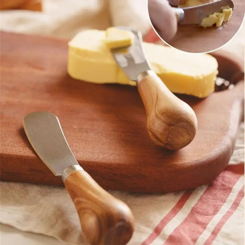 Wooden Handle Butter Cutter Knife Dessert Cheese Slicer Knives Toast Breakfast Utensil Jam Spreaders Cream Cutter Kitchen Tools