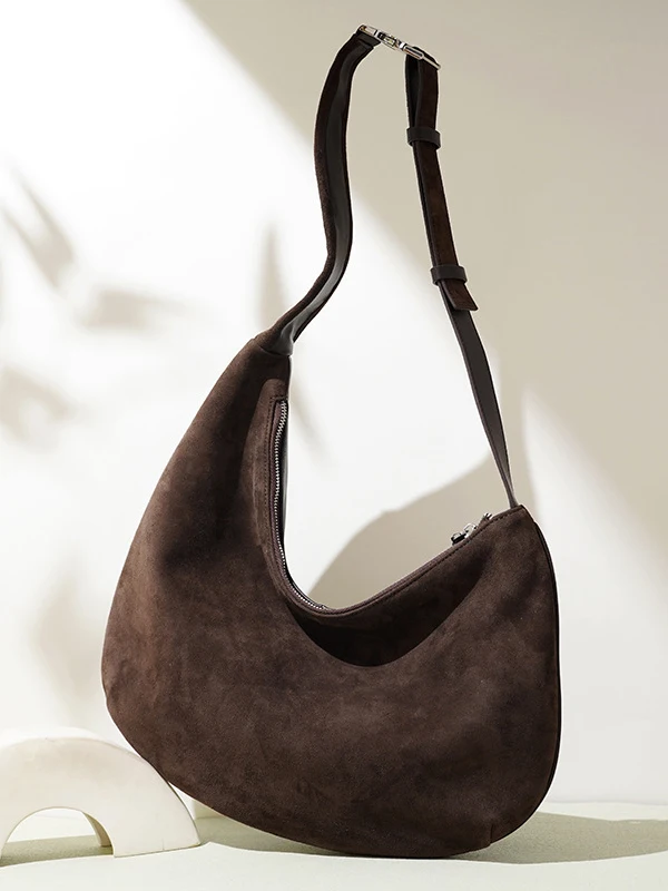 

Faionable Genuine Leather oulder Bag Crossbody Bag Women's Underarm Bag Soft Handbag Zipper Closure Casual Sle